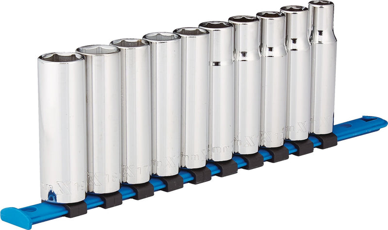 1/2-in Drive 6 Pt. Deep Socket Set, Metric, Nickel-Chrome Plating, 10-pc A1145