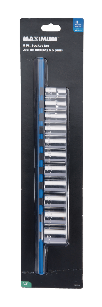 1/2-in Drive 6 Pt. Socket Set, Metric, Nickel-Chrome Plating, 11-pc M3023