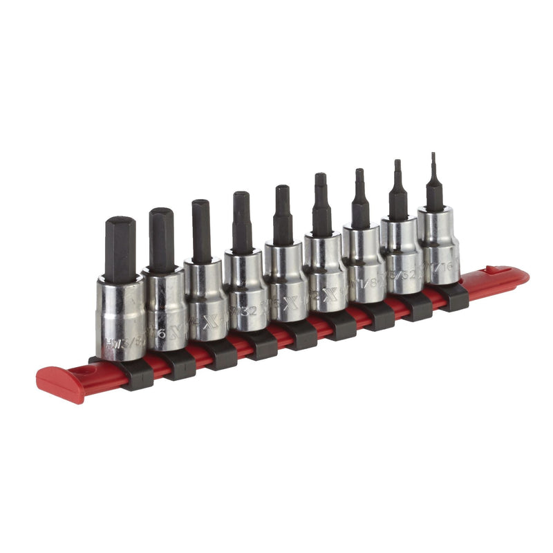 3/8-in Drive Hex Bit Socket Set, Chrome-Plated, 9-pc, SAE Y4691