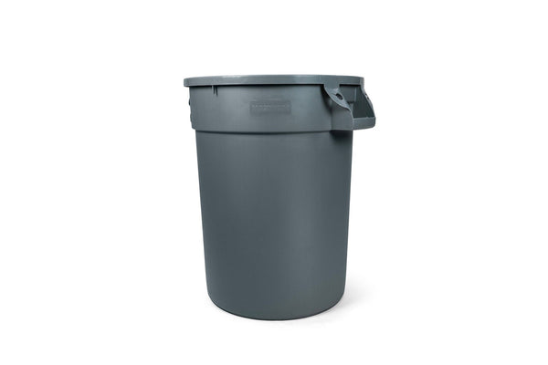 Commercial Circular Outdoor Garbage Can with Lid, Grey O3253