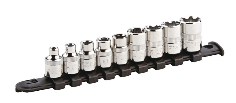 E-Star-drive Bit Socket Set, Chrome-Plated, 9-pc B1448
