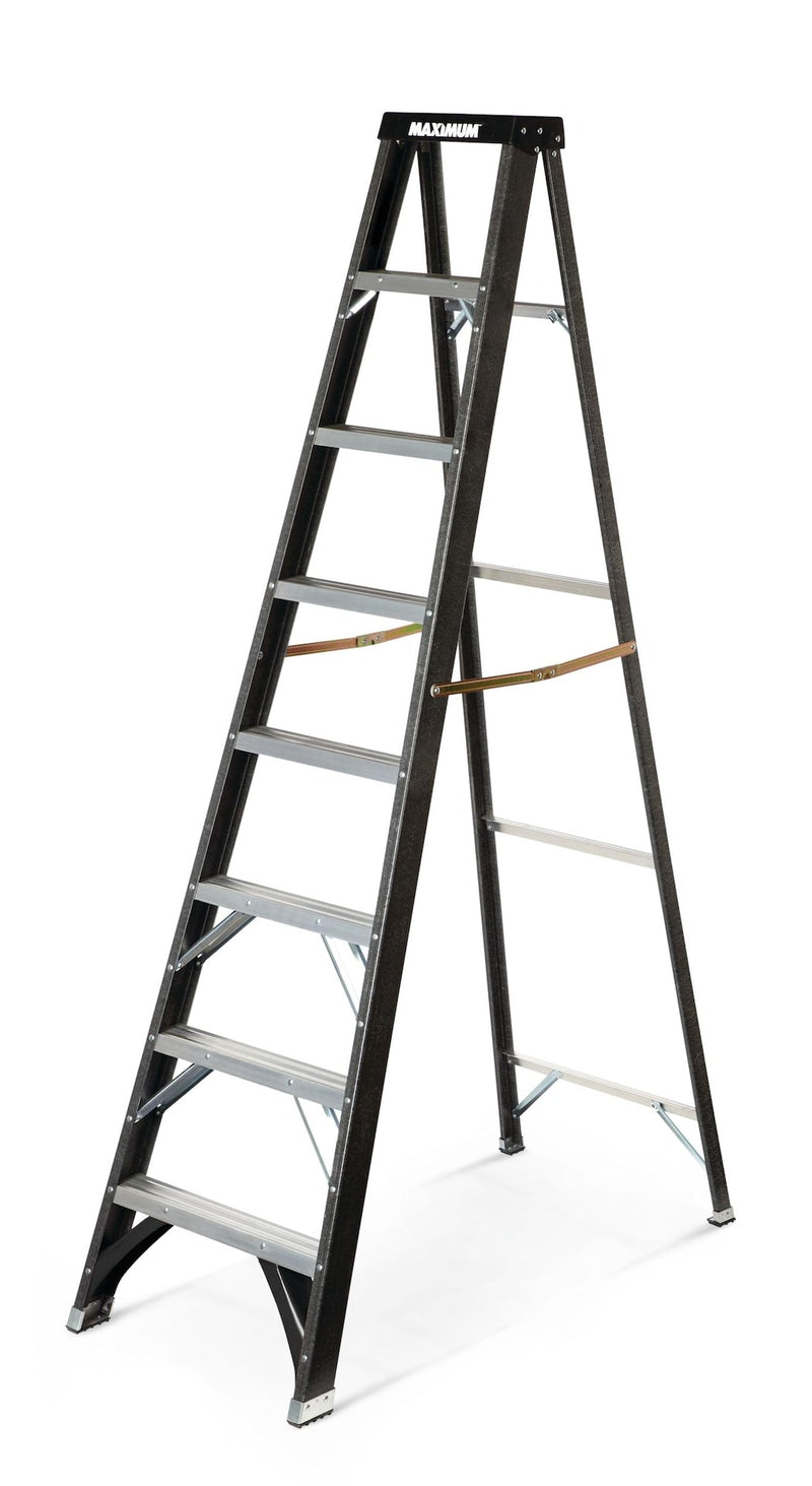 Grade 1 Fibreglass Heavy-Duty Industrial Step Ladder, 250-lb, 8-ft A5257