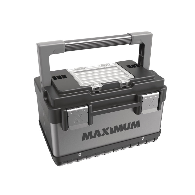 Portable Plastic & Metal Tool Box with Removable Tray & Organizer, Black, 15-in O2860
