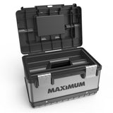 Portable Plastic & Metal Tool Box with Removable Tray & Organizer, Black, 15-in