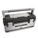 Portable Plastic & Metal Tool Box with Removable Tray & Organizer, Black, 20-in