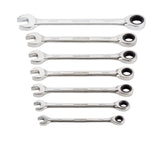 Ratcheting Wrench Set, Metric, Nickel-Chrome Plating, 7-pc