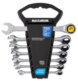 Ratcheting Wrench Set, Metric, Nickel-Chrome Plating, 7-pc