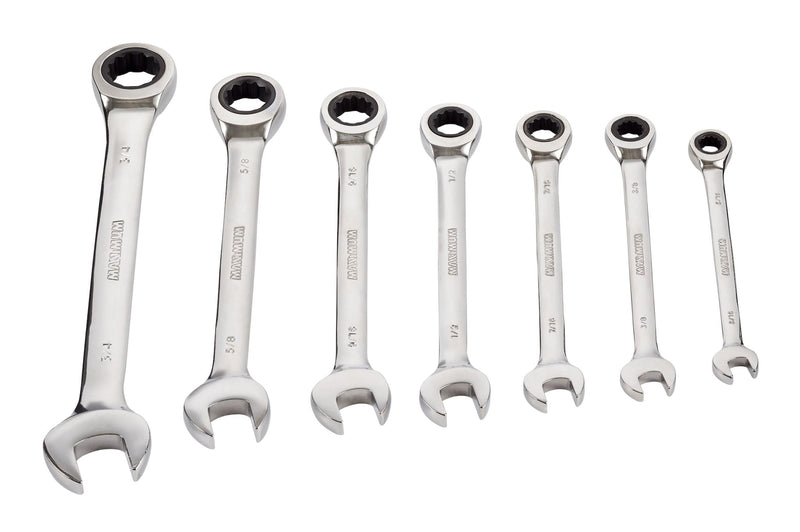 Ratcheting Wrench Set, SAE, Nickel-Chrome Plating, 7-pc I6577