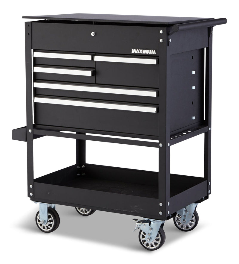 Rolling Mechanics Tool Cart with 5 Drawers, Black, 30-in W9823