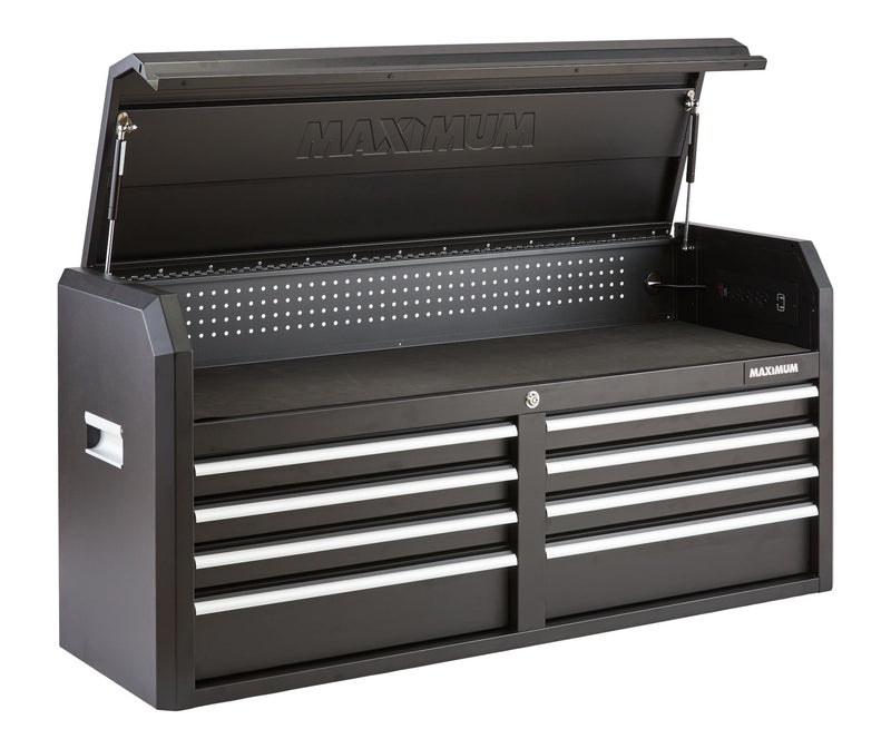 Tool Storage Chest, Built-In Power Bar with USB, 8-Drawer, 56-in, Matte Black G8954