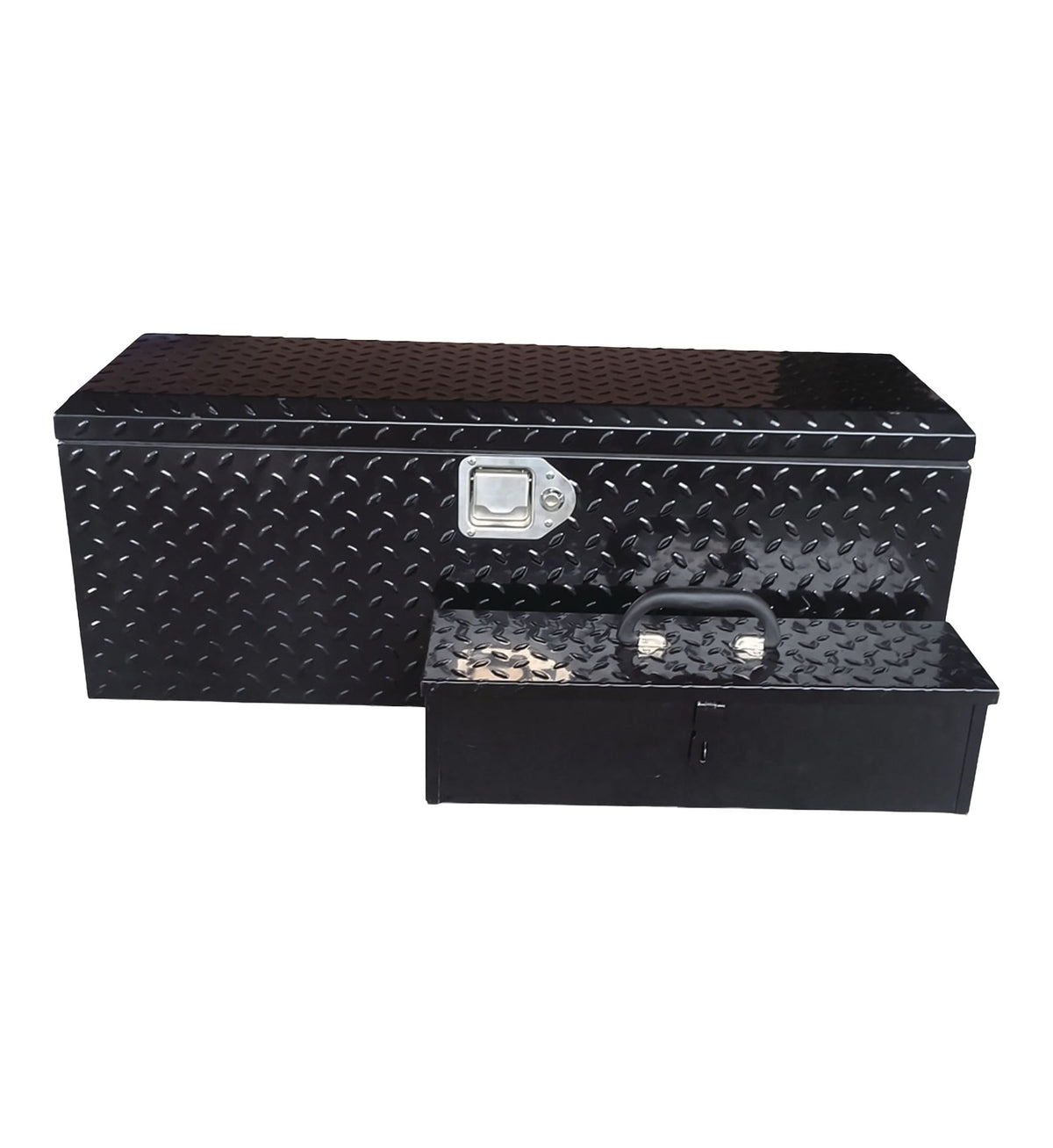 Truck Chest Box with Portable Tool Box, Black, 35.5-in