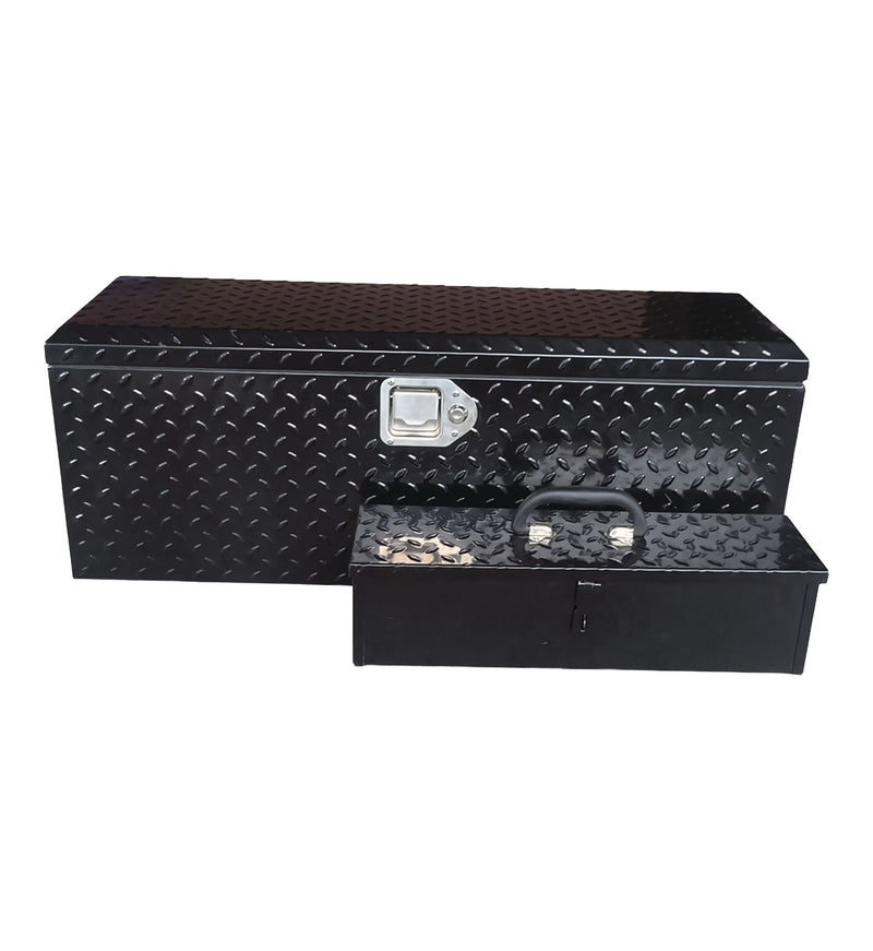 Truck Chest Box with Portable Tool Box, Black, 35.5-in O5631