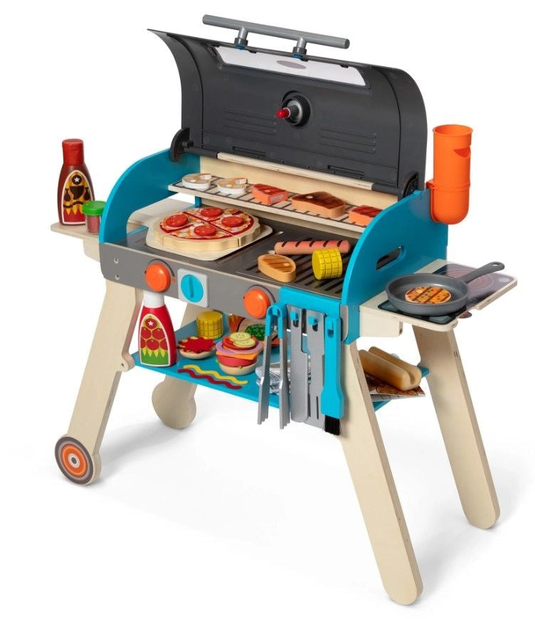 Wooden Deluxe Barbecue Grill, Smoker and Pizza Oven Playset, Ages 3+ P0657