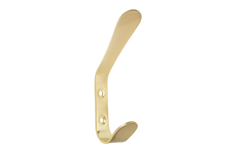 Metal Utility Double Hook, Satin Brass K7749