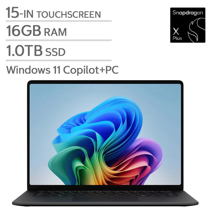 Microsoft Surface 15.0-in. Copilot+ PC Touchscreen Laptop, Qualcomm Snapdragon X2 Plus - 16GB RAM, 1 TB SSD - Black Q6953