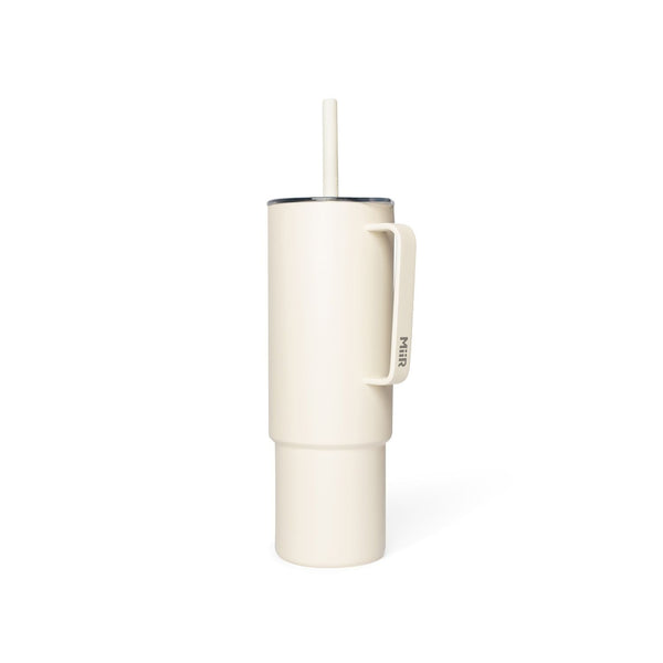 Stainless Steel Insulated All Day Straw Cup with Handle, Sandstone White, 32-oz H4093