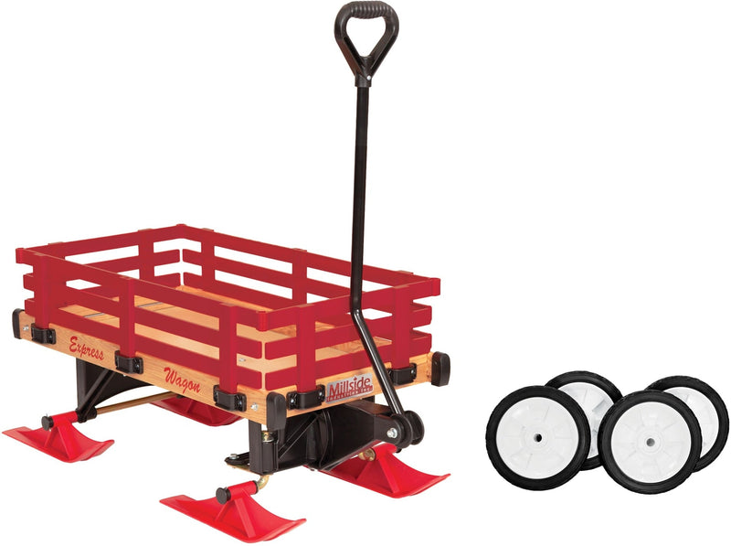 Industries Express Kids' Convertible Wooden Wagon Sleigh/Sled For All Seasons, Ages 3+ G5203