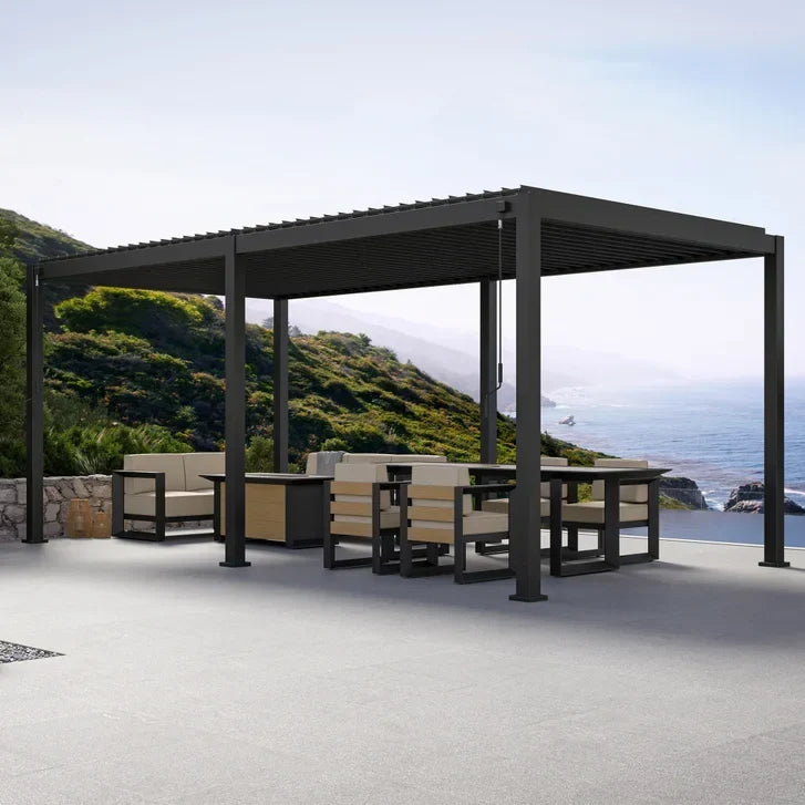 Mirador 10 ft. x 20 ft. Adjustable Louvered Aluminum Pergola M7748