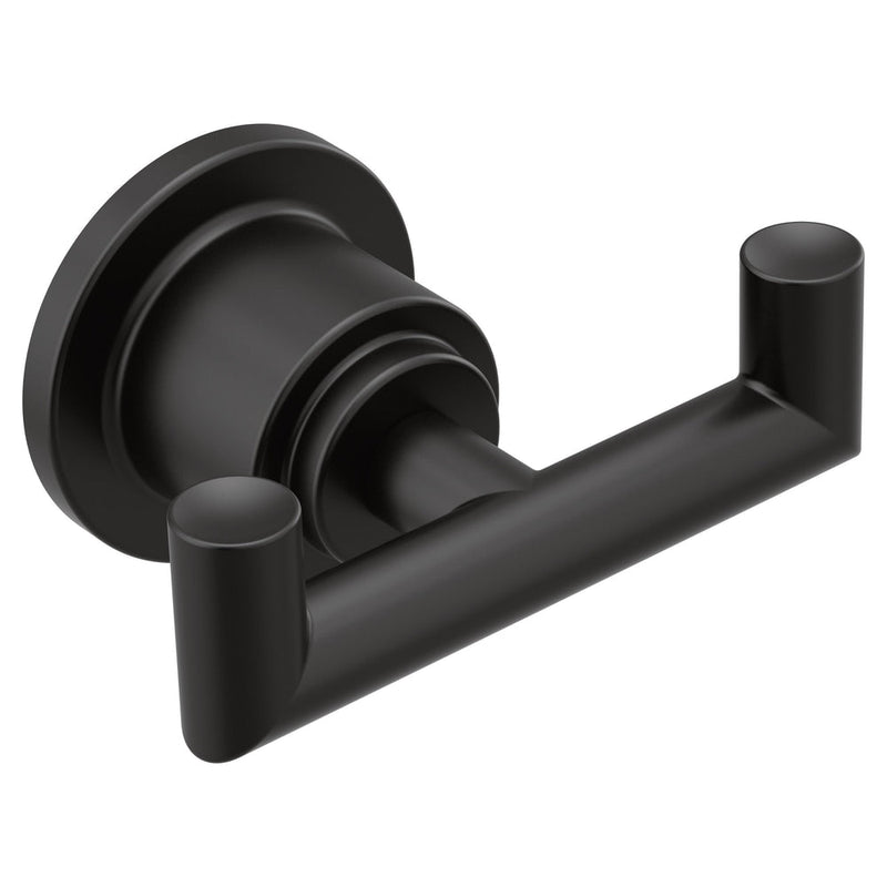 Arris Modern Double Robe Hook, Matte Black A9043