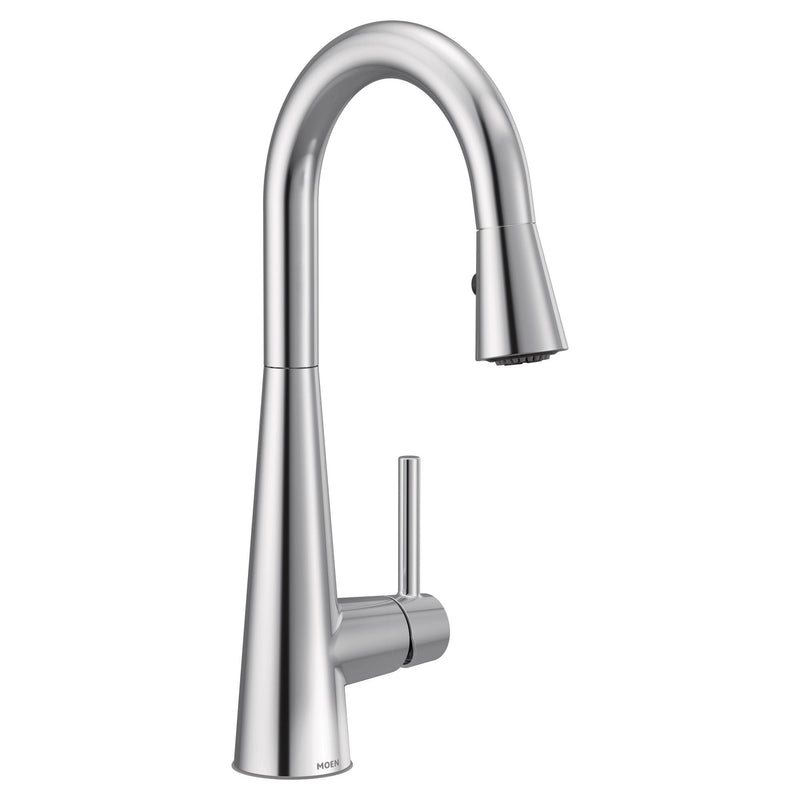 Sleek Single Handle High Arc Pull Down Kitchen Faucet with Power Clean, Chrome F7946