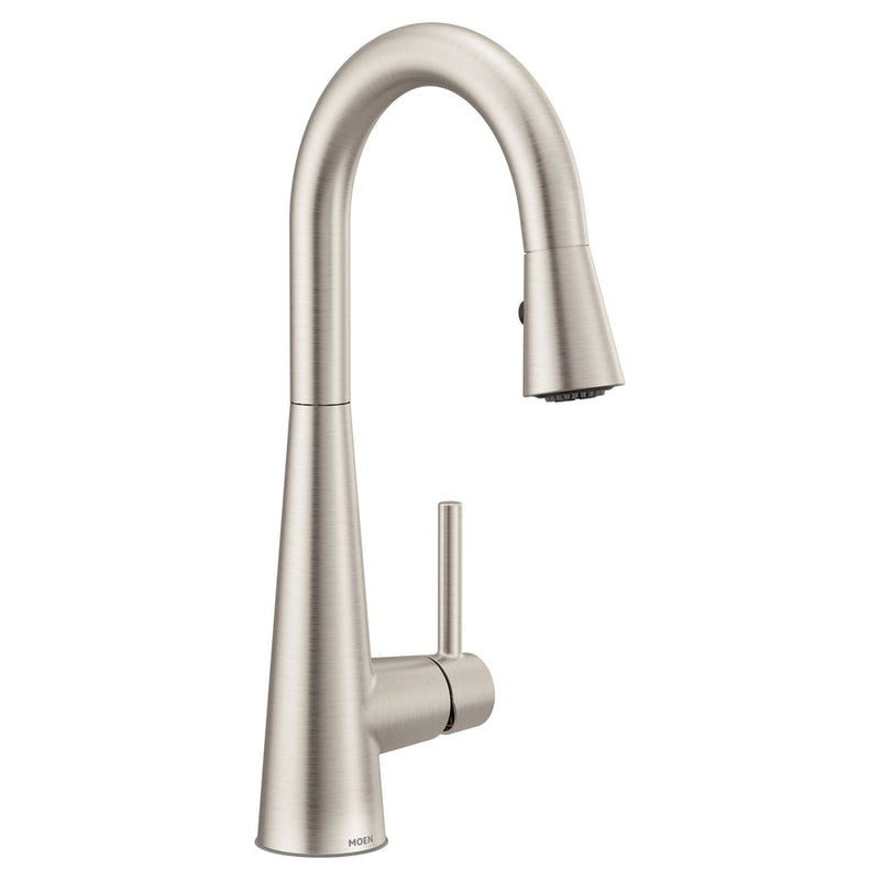 Sleek Single Handle High Arc Pull Down Spot-Resist Kitchen Faucet, Stainless Steel I9071