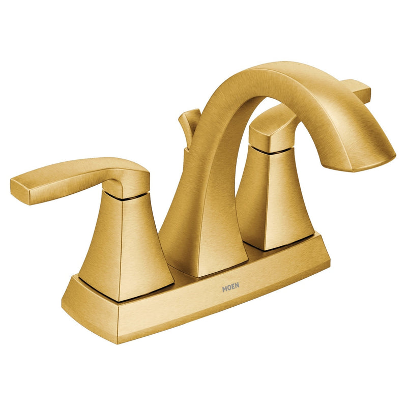 Voss Double Handle 4-in Centerset Bathroom Sink Faucet, WaterSense Certified, Brushed Gold J5484