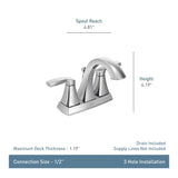 Voss Double Handle 4-in Centerset Bathroom Sink Faucet, WaterSense Certified, Brushed Gold