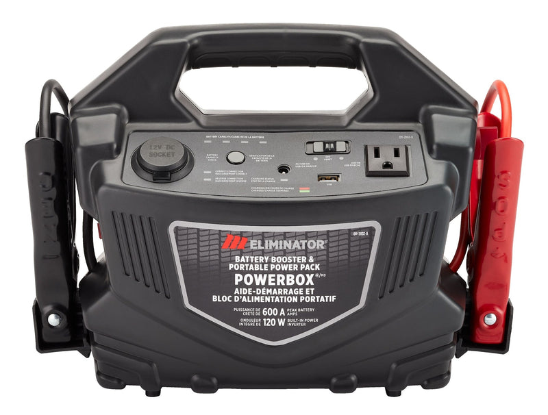 Eliminator PowerBox Portable Power Pack & Battery Booster/Jump Starter, 600 Peak Amps, 120W S5208