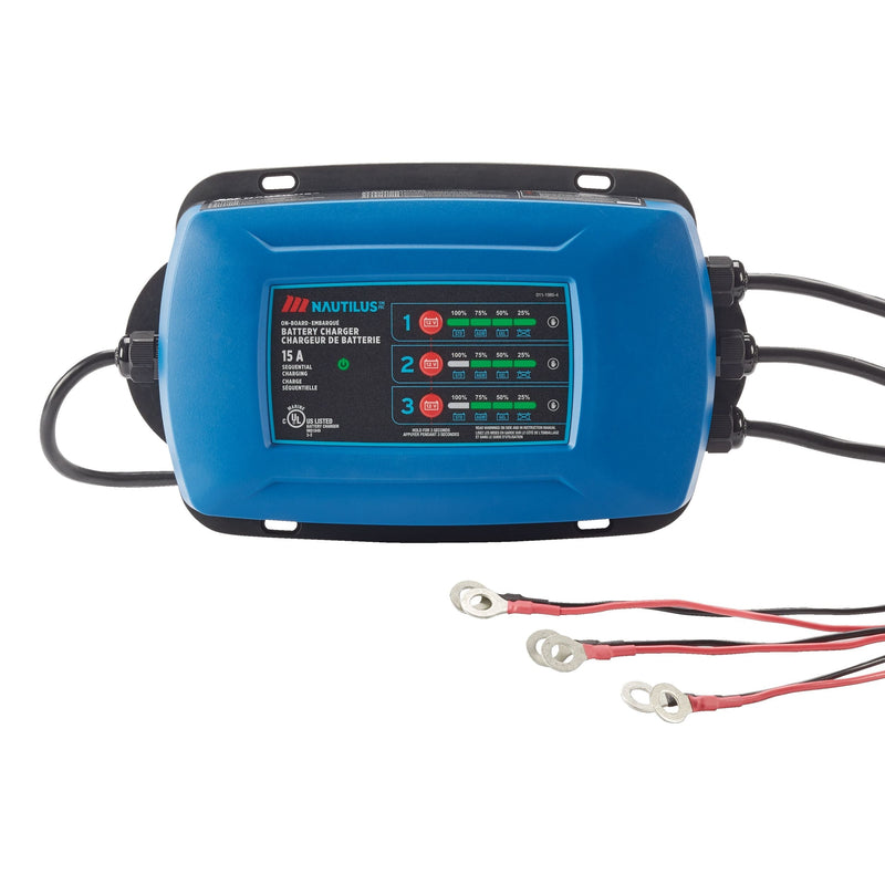 Nautilus 3-Bank Onboard Smart Battery Charger/Maintainer, Fully Automatic, 15-Amp, 12V P8755