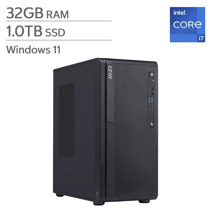 MSI PRO DP180 Desktop Computer, Intel Core i7-14700F - 32GB RAM, 1TB SSD, 8GB NVIDIA GeForce RTX 5060 P6167