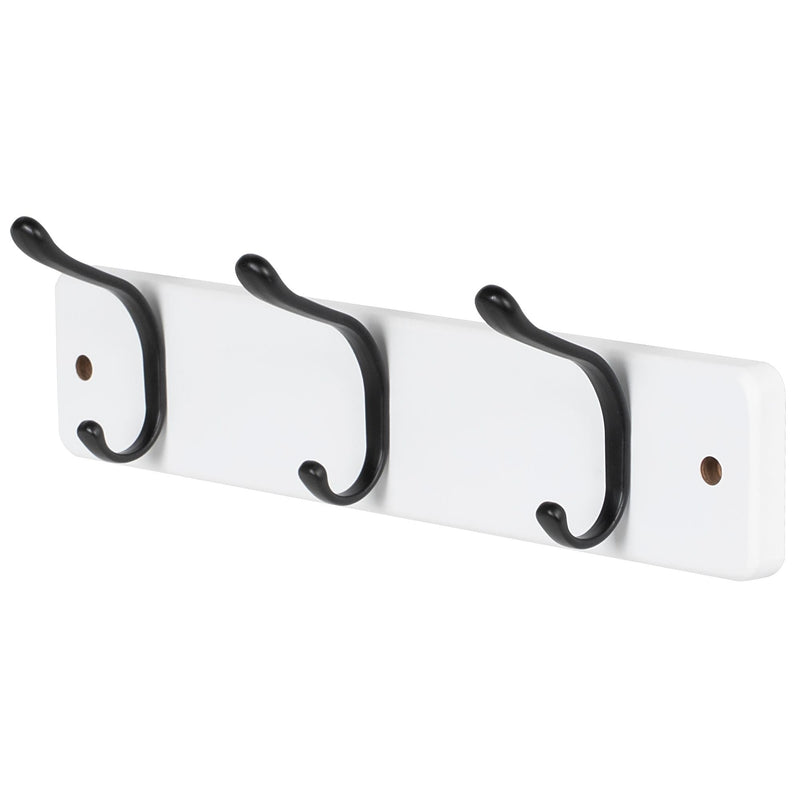 13.6" Modern Wall 3 Hook Rack, White M8192