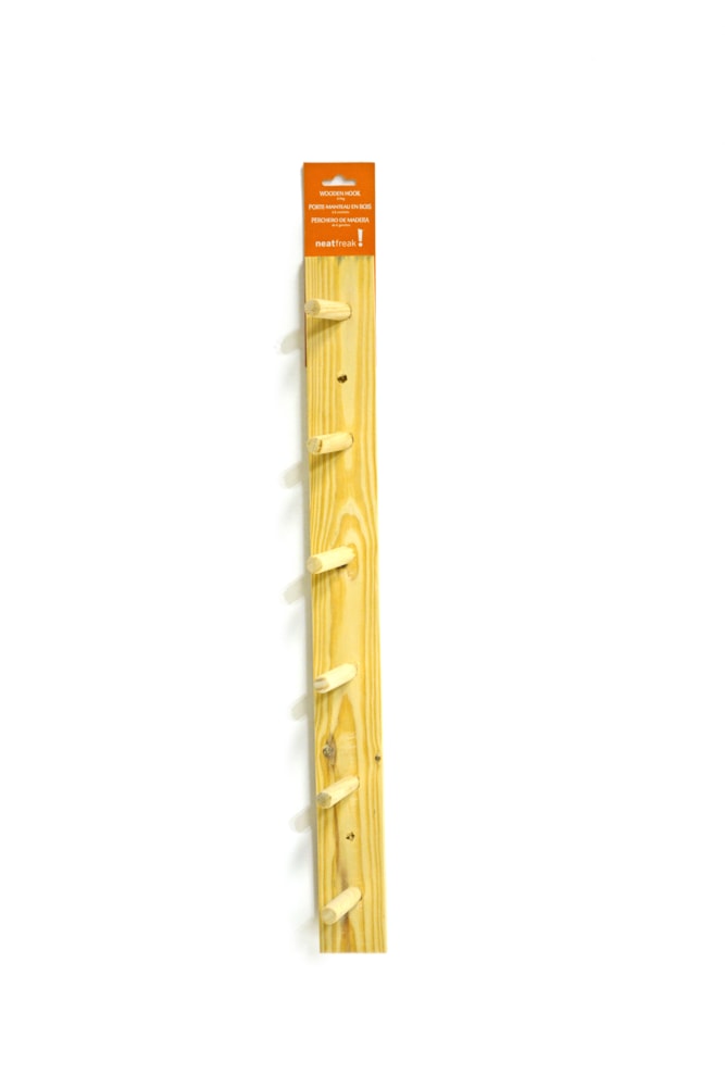 Wooden 6-Peg Hook, Natural, 24-in Q2578
