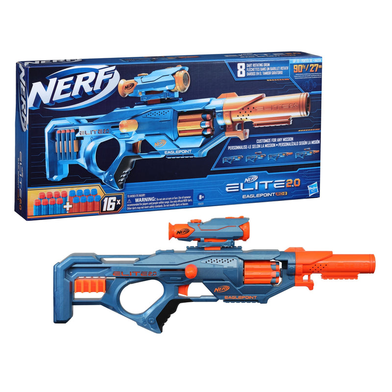 Elite 2.0 Eaglepoint RD-8 Blaster, 8-Dart Drum, Detachable Scope and Barrel, 16 Darts, Ages 8+ V7490