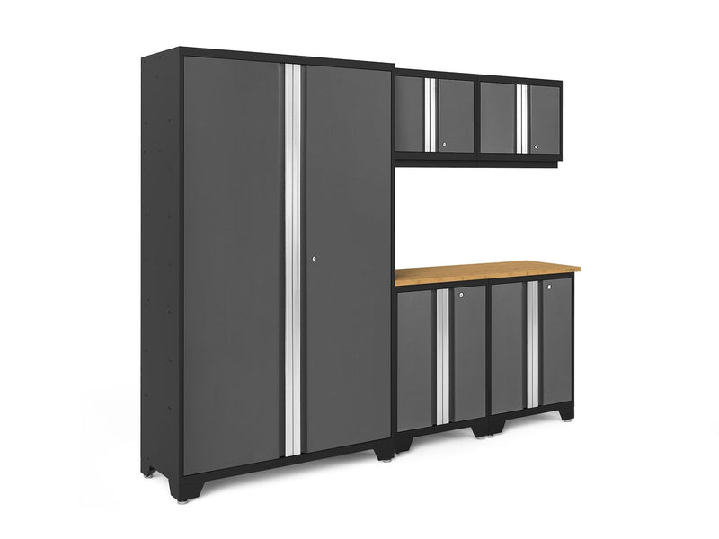 Bold 3.0 Series 24-Gauge Steel Garage Cabinetry Set with Bamboo Top, Partial Assembly, 96-in x 18-in x 72-in, 6-pc Y5430
