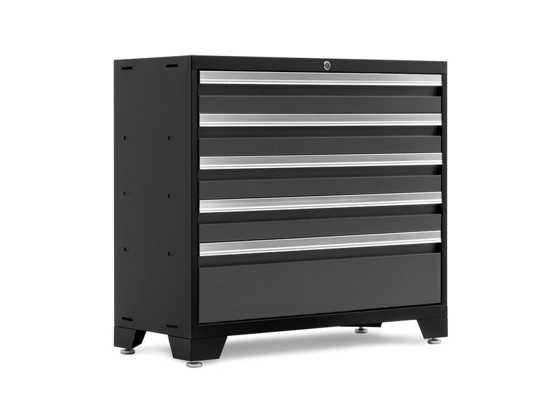 Bold 3.0 Series Lockable 5-Drawer Steel Tool Cabinet with Adjustable Legs, Fully-Welded, Black/Grey, 36-in J0223