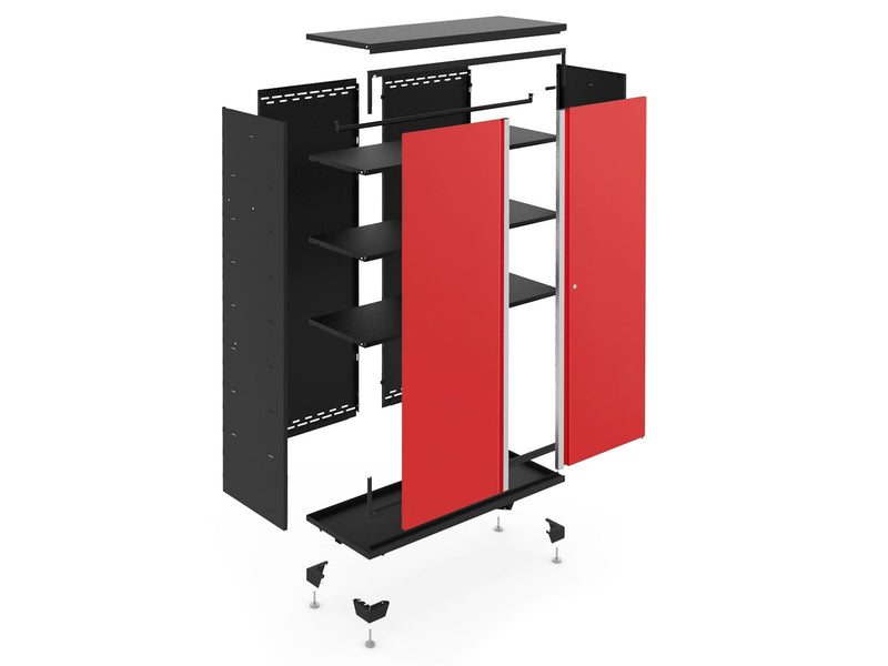 Bold Series 24-Gauge Steel RTA Storage Locker with 3 Shelves, Black/Red, 30-in L2206