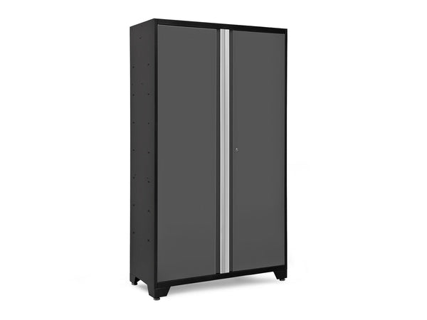 Bold Series Lockable 24-Gauge Steel RTA Storage Locker with 3 Shelves, Grey/Black, 48-in U5905