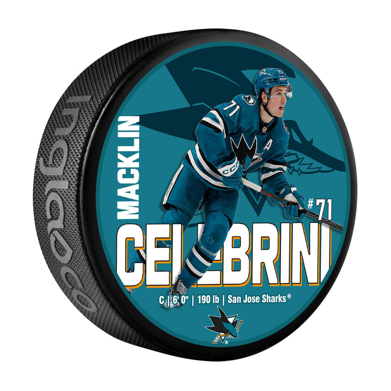 San Jose Sharks Macklin Celebrini Hockey Puck, 6-oz X7664
