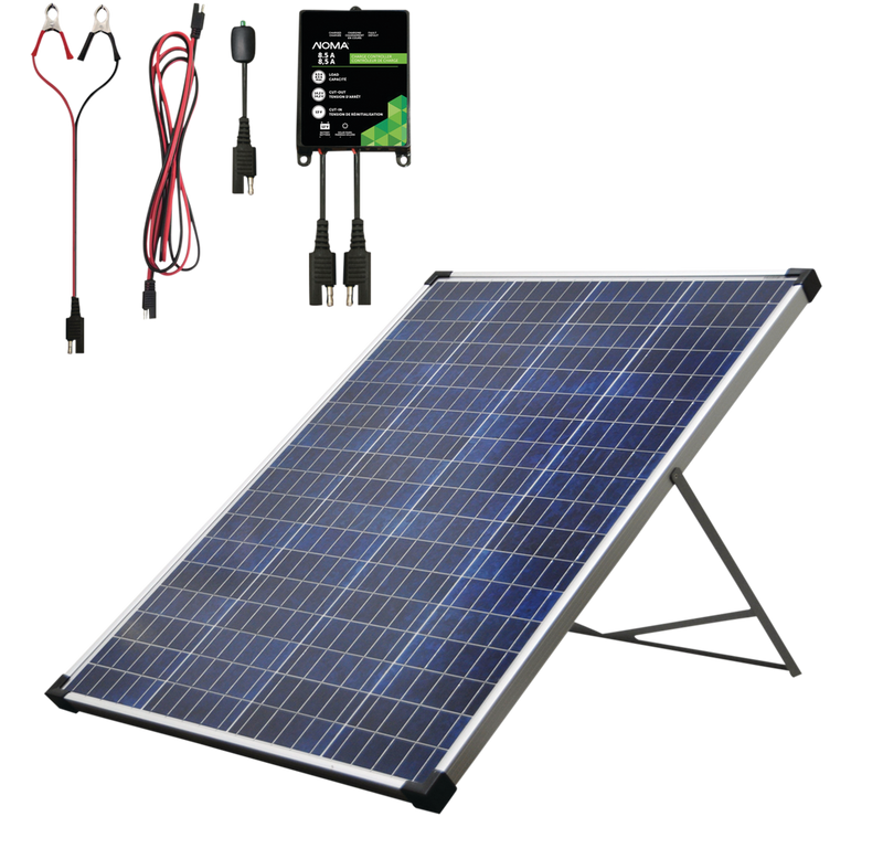100 Watt, 12V Crystalline Solar Panel Kit with Stand and Charge Controller M8255