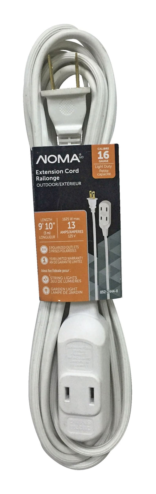 16/2 Outdoor Extension Cord with 3 Outlets, White X8355