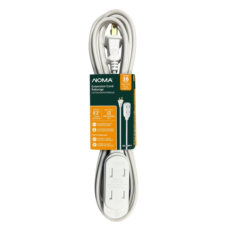 2.5-m 13A 3-Outlet Light-Duty 16-Gauge White Outdoor Extension Cord G5655