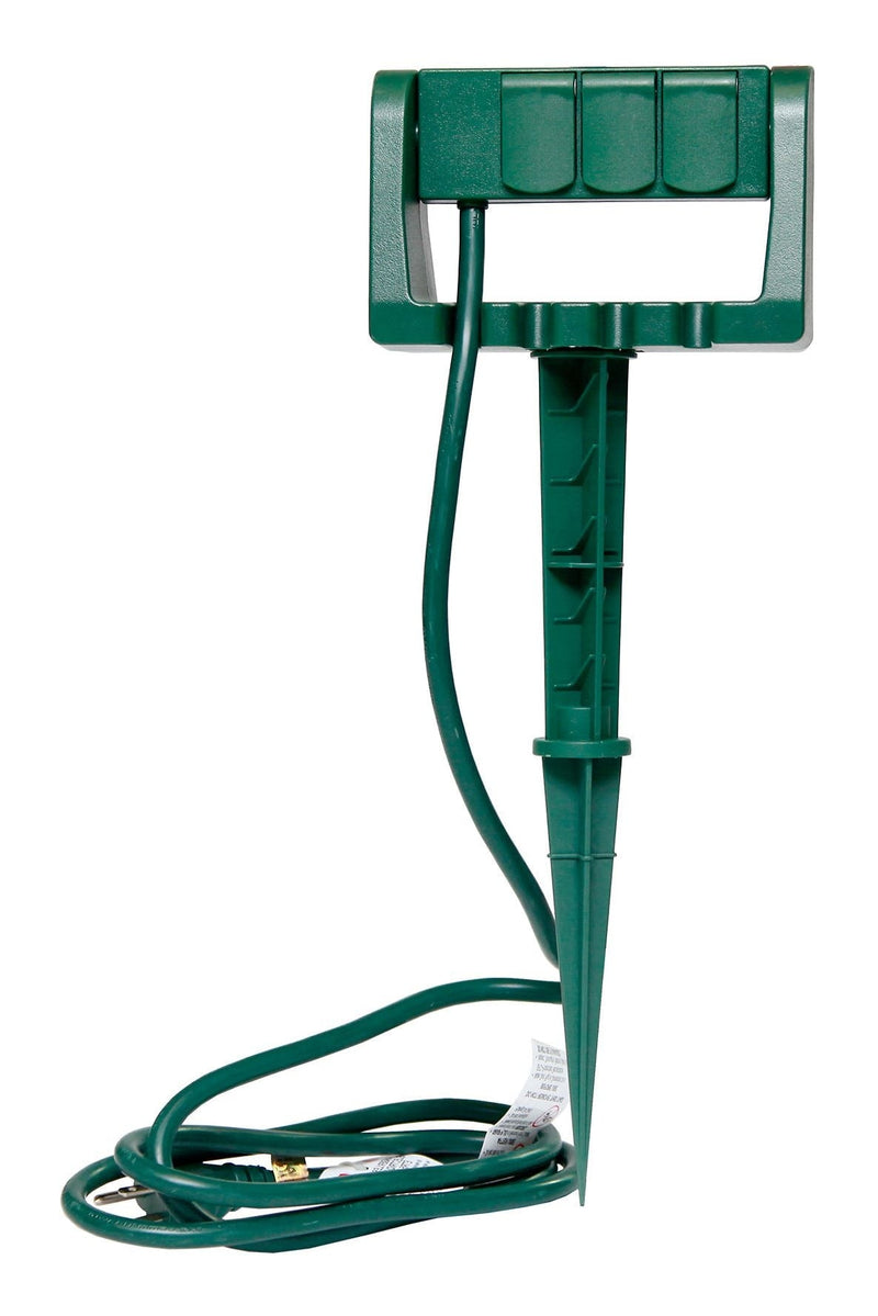 3-Outlet Outdoor Power Stake with 6-ft Cord, Green H1403