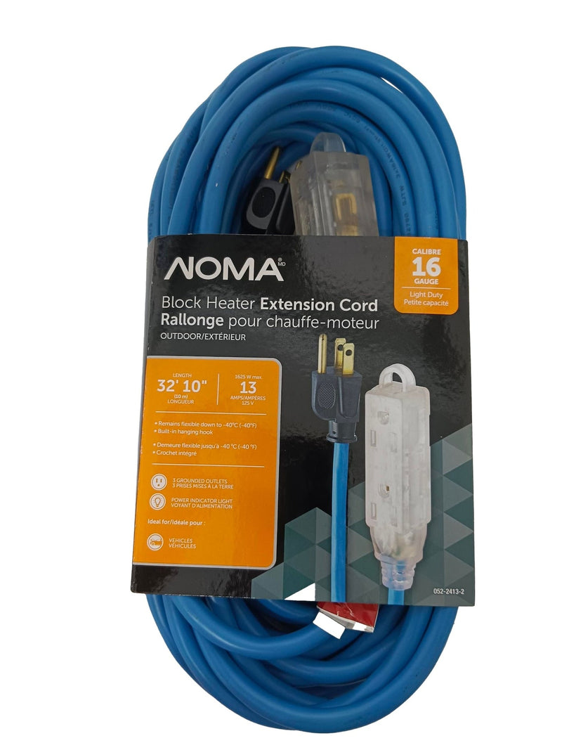 32-ft 10-in 16/3 13 Amp All-Weather Block Heater Cord with Lighted End, Blue D9029
