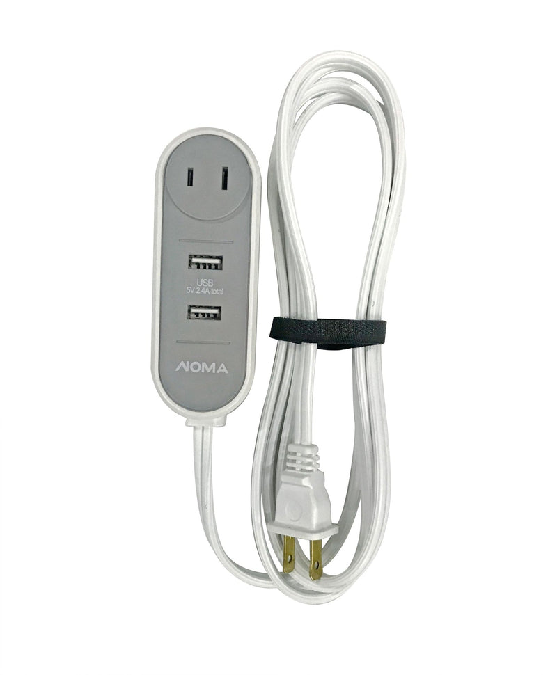 6-ft 6-in 16/2 Extension Cord with 2 USB Outlets, Travel design, White M4278