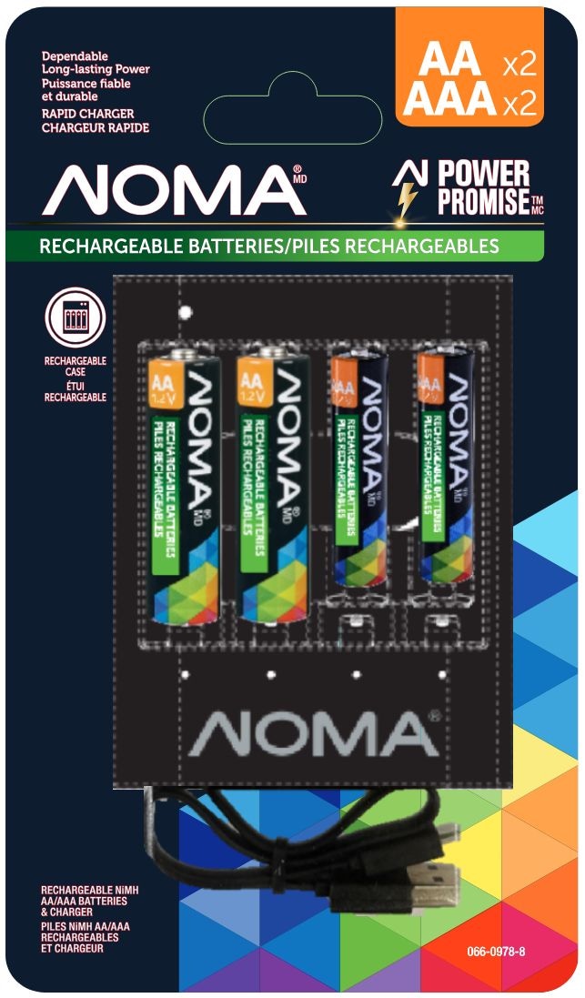 AA+AAA Ni-MH Rechargeable Batteries and Charger, 2-pk J7323