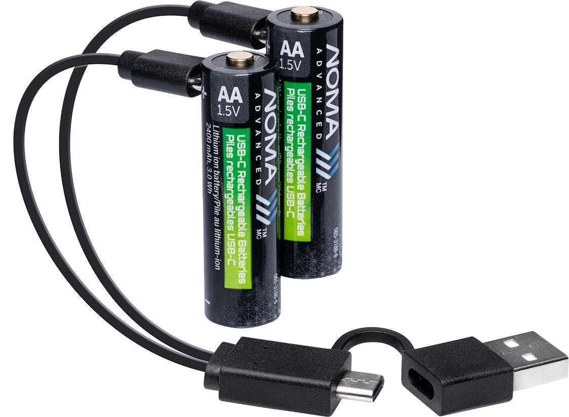 Advanced 2400 mAh USB C-Type Rechargeable Li-Ion Batteries, 2-pk