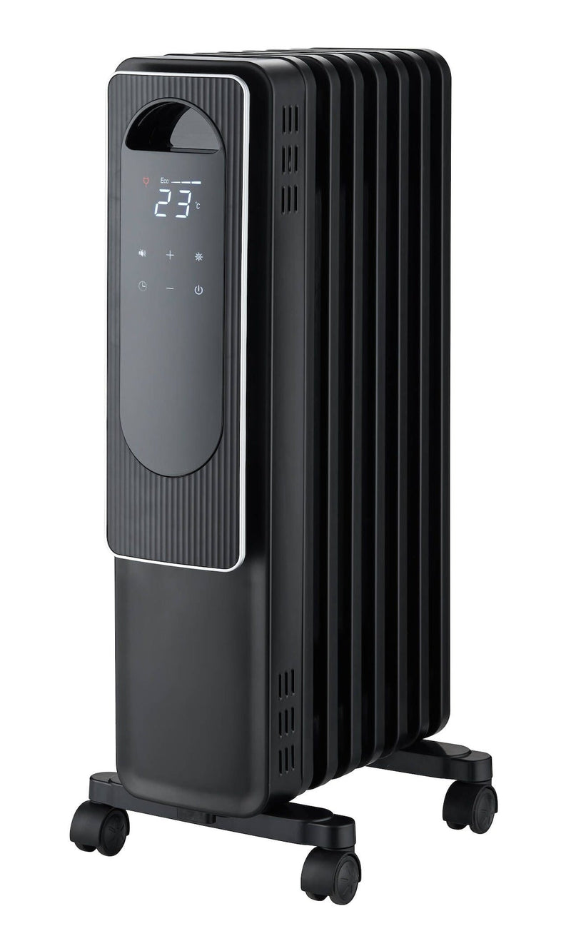 Digital Electric Oil-Filled Radiator Heater with Remote Control, 1500W, Black D2918