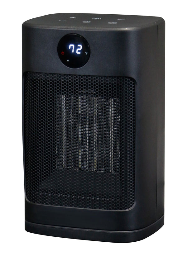 Digital Electric Personal Ceramic Heater with Remote, 1500W, Black D8417