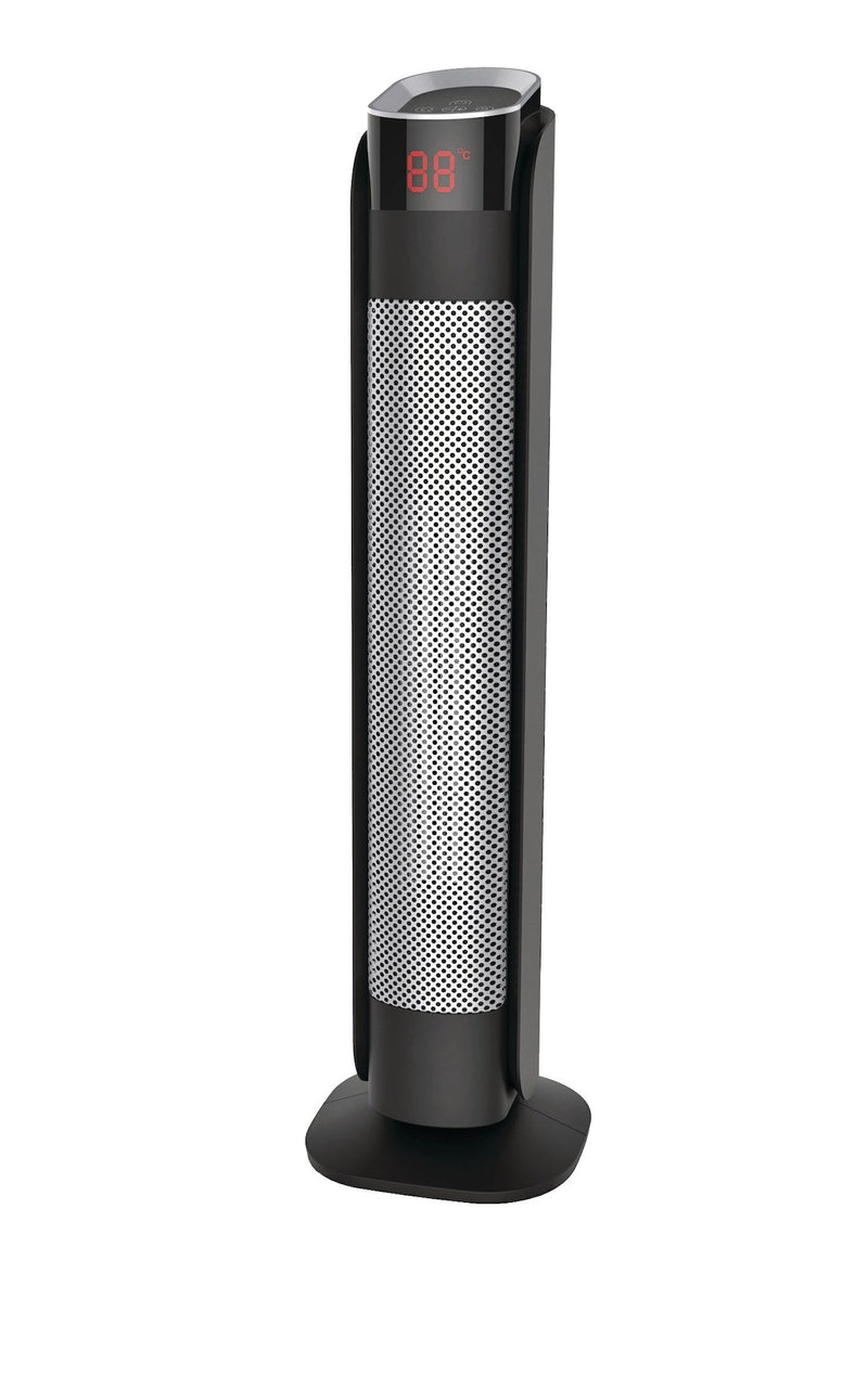 Oscillating Tower Ceramic Heater withRemote Control & Thermostat, 1500W, Black, 24-in D6933