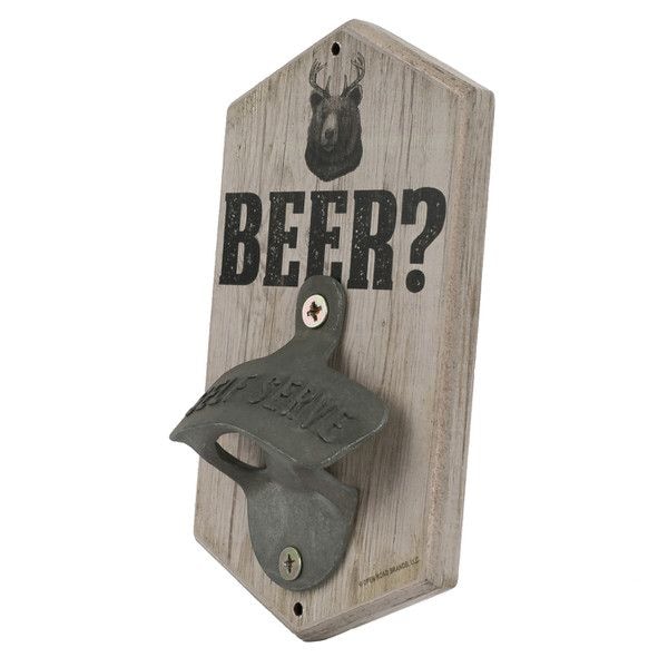 Open Road Brands "Beer" Bear Decorative Bottle Opener, Wood/Metal, Brown W0421